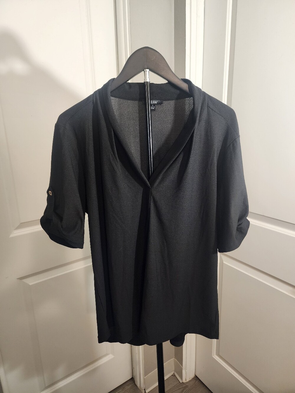 AUW Black Draped Cowl Neck Blouse Size L